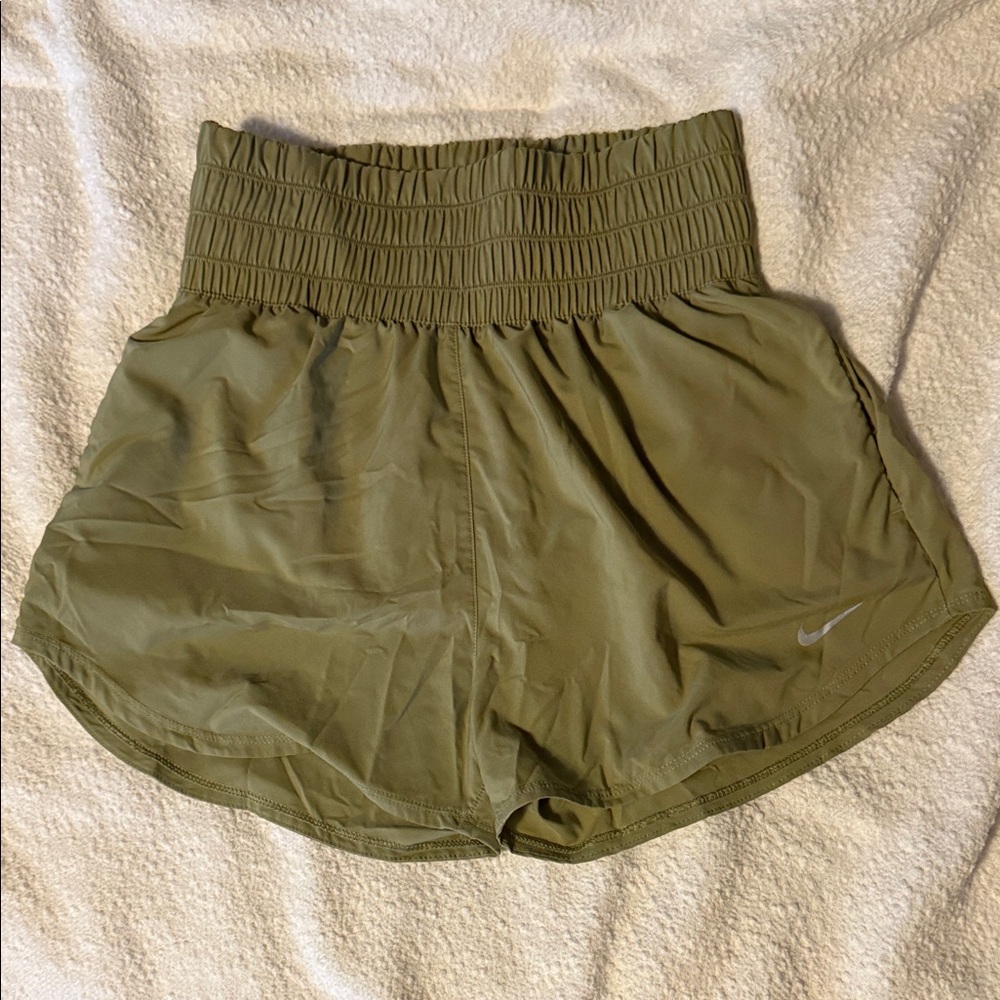 Nike Women's High-Waisted Green Athletic Shorts